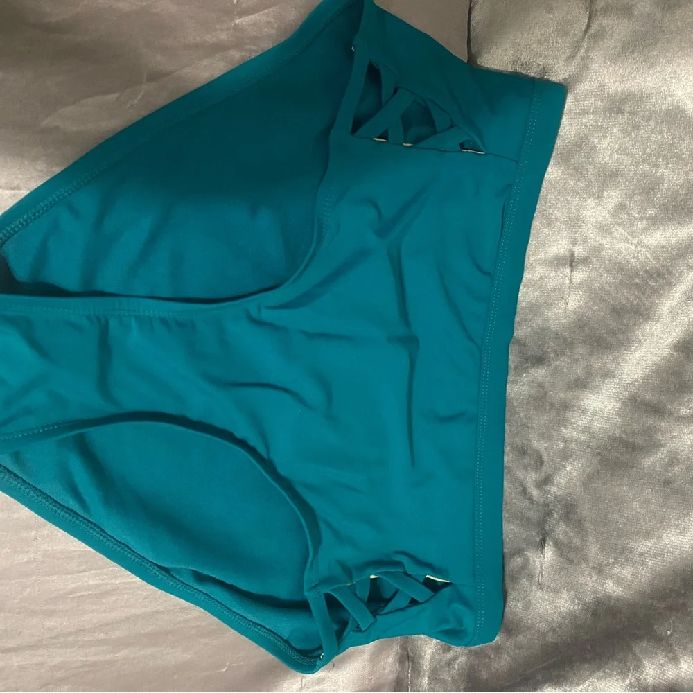 Teal Ruffled Bikini Set - Picture 3 of 8